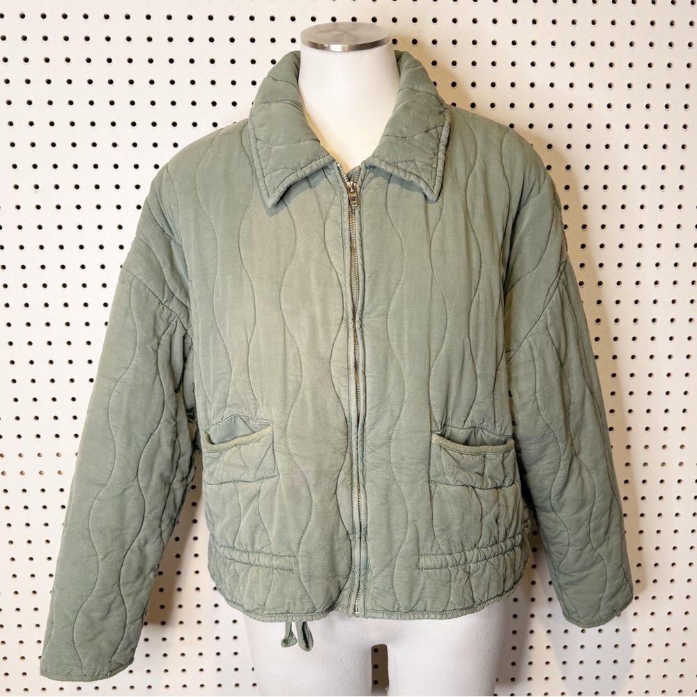 Blank NYC |‎ Rumors Travel Drop Shoulder Quilted Jacket, Army Olive Green Sz. M
